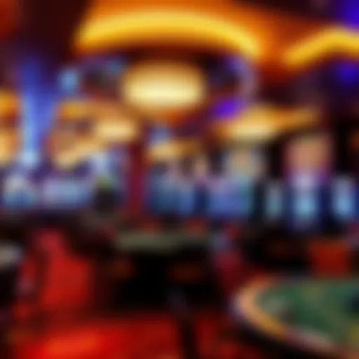 Luxurious casino interior featuring vibrant gaming tables