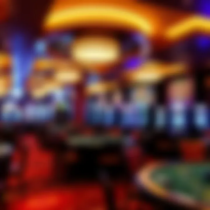 Luxurious casino interior featuring vibrant gaming tables