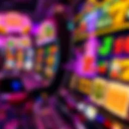 A vibrant slot machine with colorful symbols