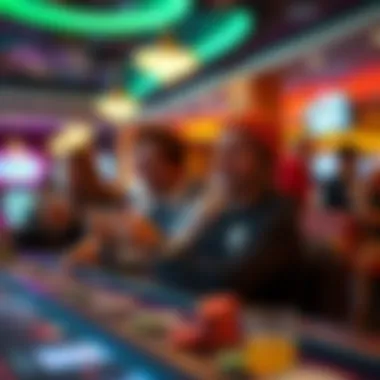 Engaged Patrons Enjoying Games During Happy Hour Casino patrons enjoying games during happy hour