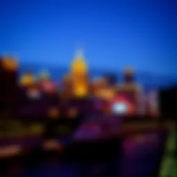Boston skyline with casino lights at night