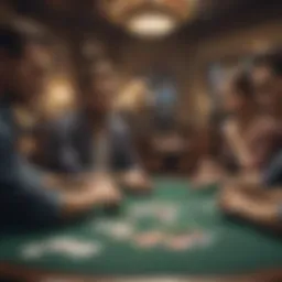 A vibrant poker table with various game elements