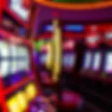 Vibrant slot machine display with bright lights