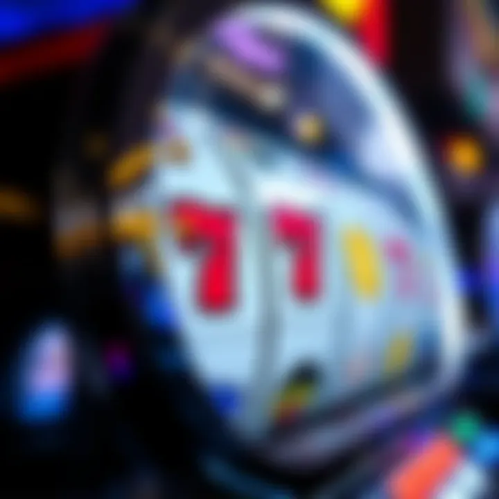 Close-up of a spinning slot machine reel with symbols