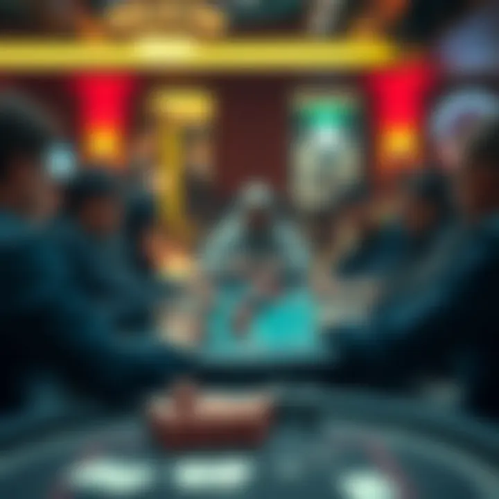 Engaging Atmosphere of a Poker Game A group of players engaged in a lively poker game