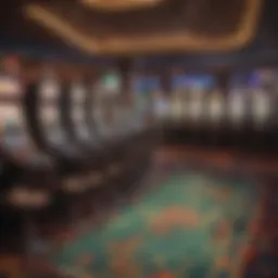 A vibrant casino floor filled with slot machines and gaming tables