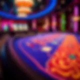 Intricate designs of a casino gaming table showcasing vibrant colors and detailed patterns