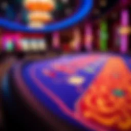 Intricate designs of a casino gaming table showcasing vibrant colors and detailed patterns