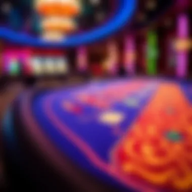 Intricate designs of a casino gaming table showcasing vibrant colors and detailed patterns