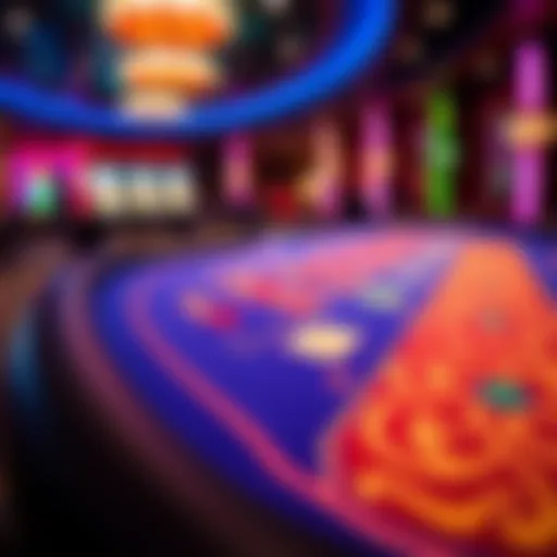 Intricate designs of a casino gaming table showcasing vibrant colors and detailed patterns