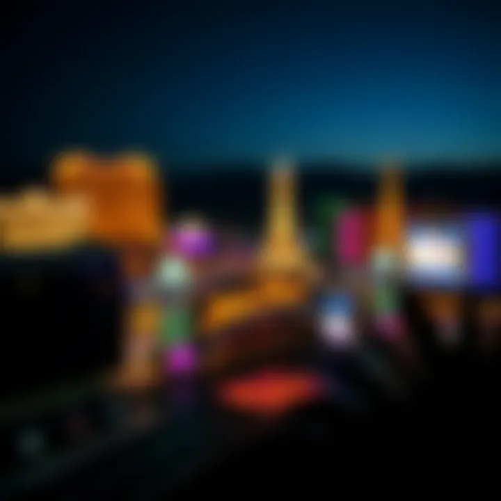 A panoramic view of the Palm Desert casinos illuminated at night