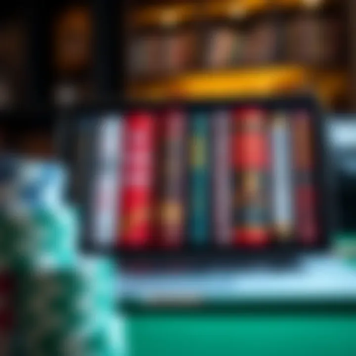 A collection of digital poker books displayed on a laptop screen