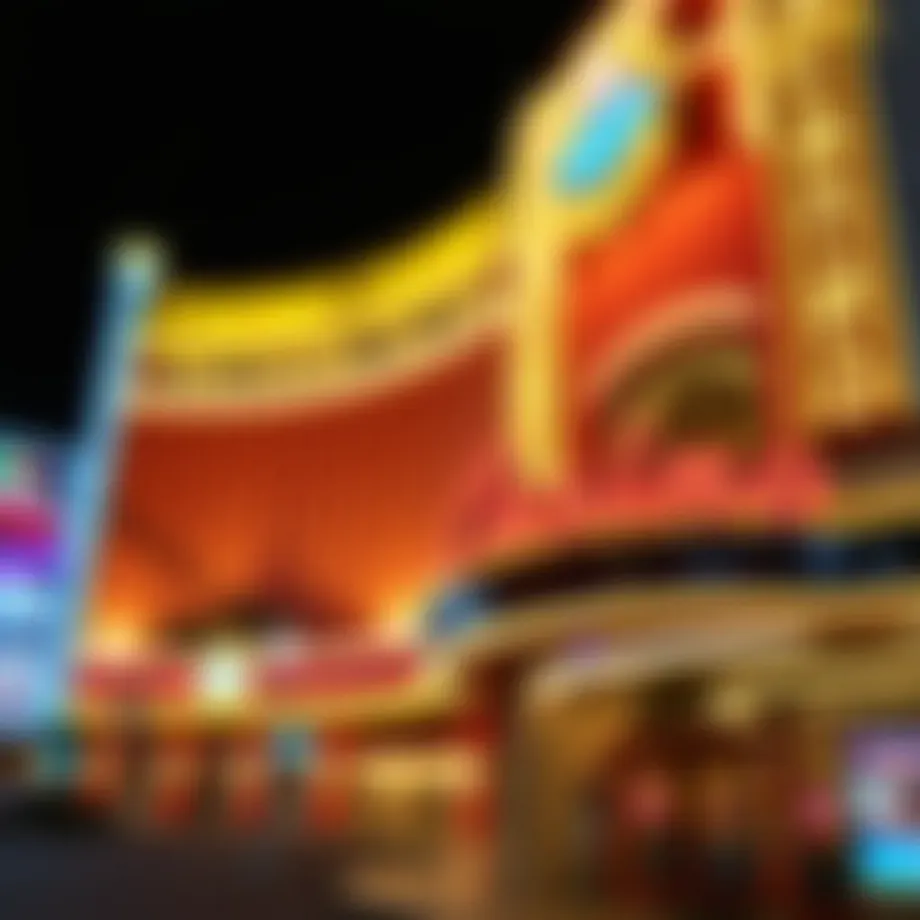 Exterior view of a famous Las Vegas casino with bright lights