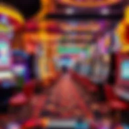 An intricate overview of a casino floor showcasing diverse gaming machines.