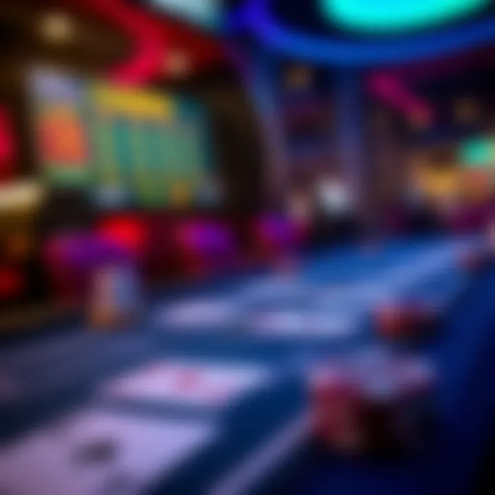 A vibrant depiction of the Casino War game interface showing cards in play