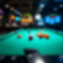 A digital pool table in an online gaming platform