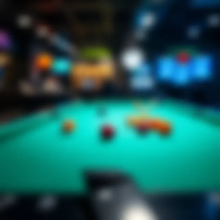 Digital Pool Table Experience A digital pool table in an online gaming platform