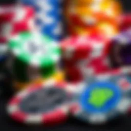 Close-up view of vibrant Paulson Poker chips showcasing intricate designs