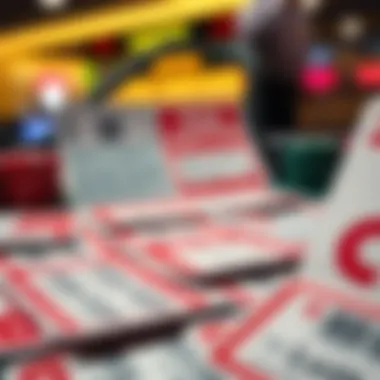 An intricate display of lottery tickets and gaming strategies.