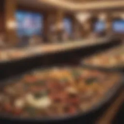 Lavish casino buffet spread with diverse cuisines