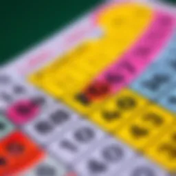 A vibrant bingo card filled with colorful numbers.