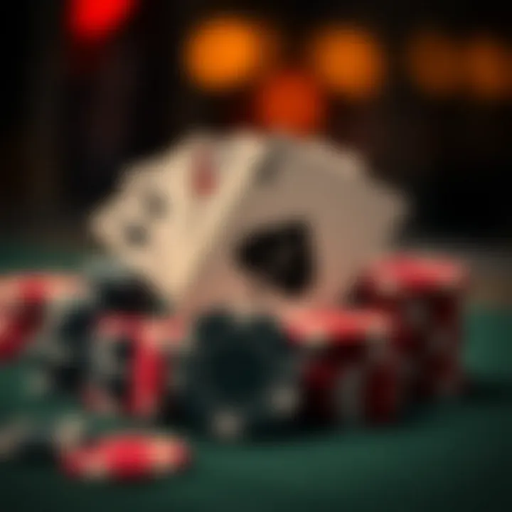 Iconic poker chips and cards representing gambling culture