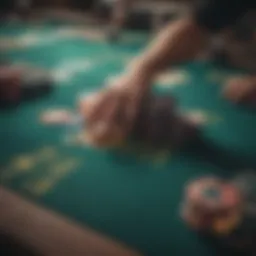 A strategic poker table with chips and cards