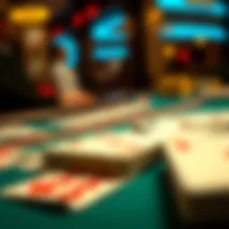 A close-up of Faceup Pai Gow cards on a table