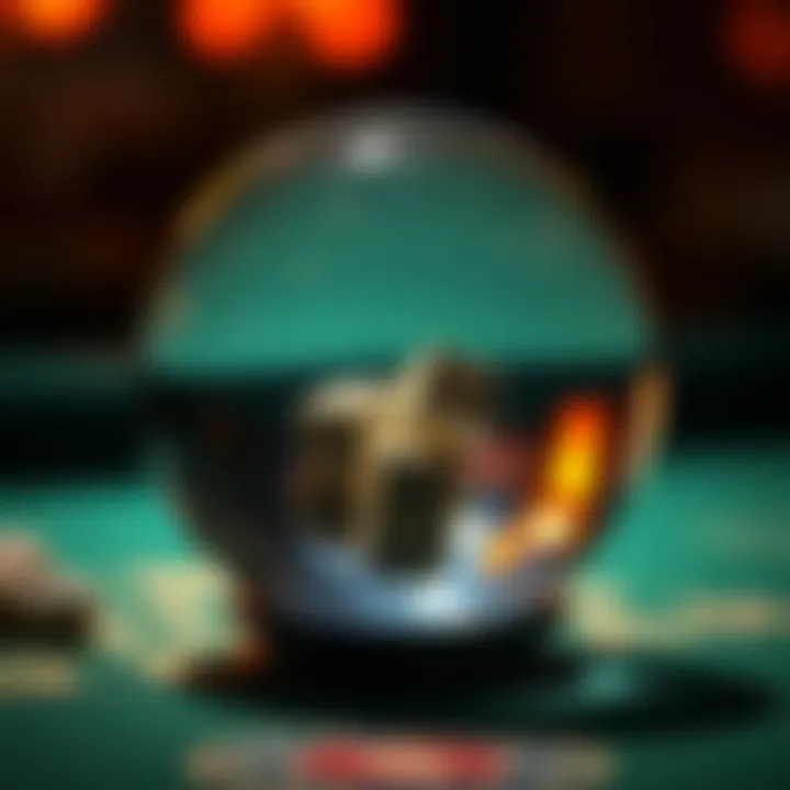 The Enigmatic Crystal Ball and Its Role in Chance A crystal ball with dice reflecting on its surface