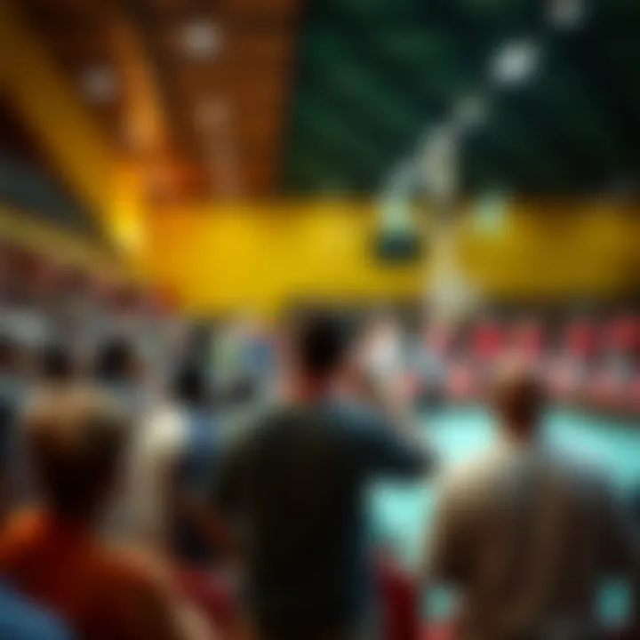 Vibrant Jai Alai Court with Spectators A vibrant jai alai court filled with enthusiastic spectators.