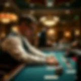 A professional poker dealer in action at a casino table
