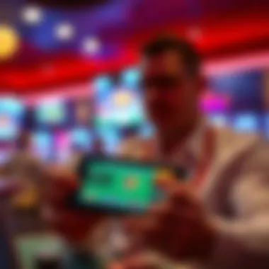 Mobile device displaying a sports betting app in a vibrant setting