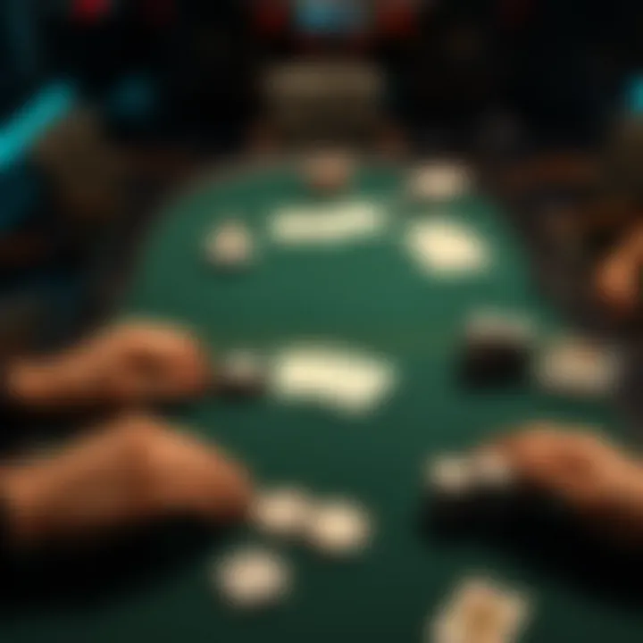 Aerial View of Poker Table Aerial view of a poker table with cards and chips