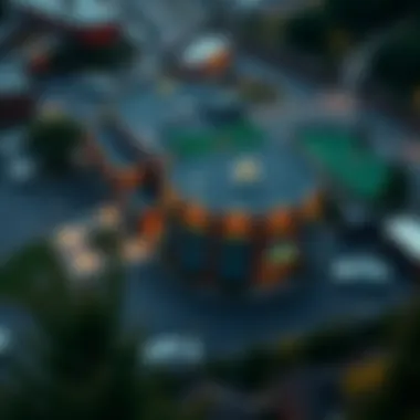 Aerial view of Nitro Casino's exterior and surroundings