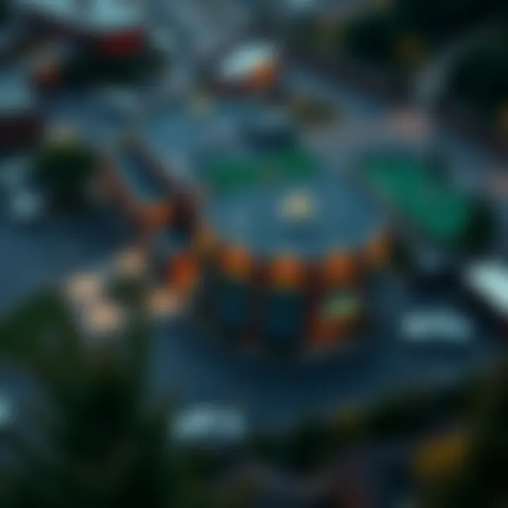 Aerial view of Nitro Casino's exterior and surroundings