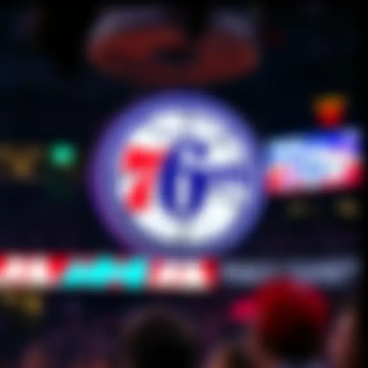 The Philadelphia 76ers logo prominently displayed during a game, energizing the crowd
