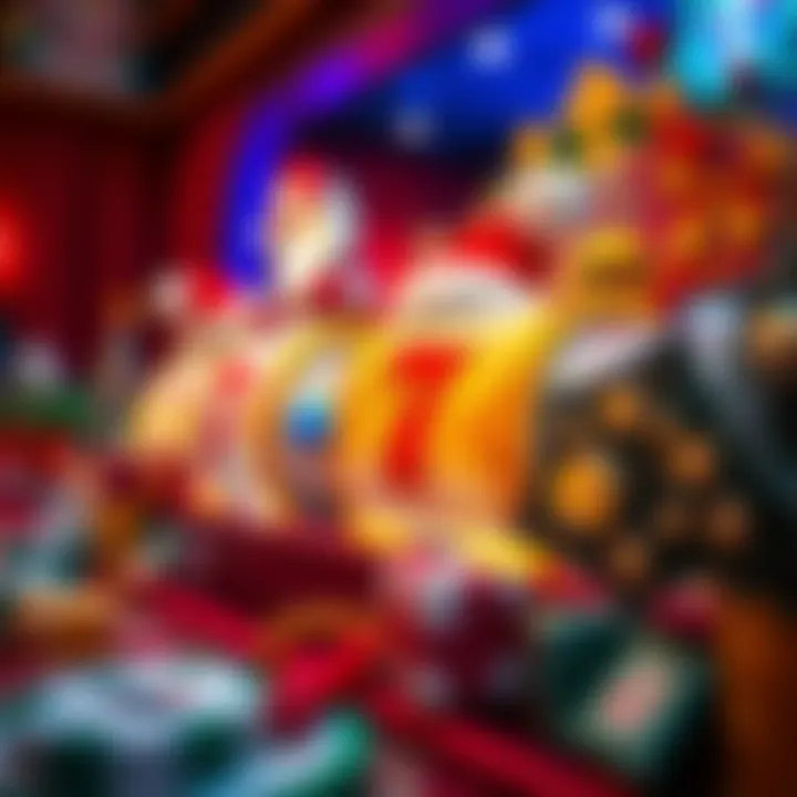 Festive Symbols in Santa's Slots A festive arrangement of symbols associated with Santa's Slots