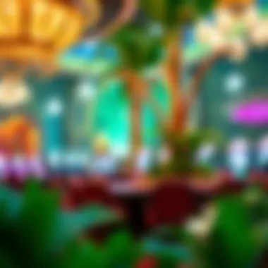 A vibrant casino integrating natural elements