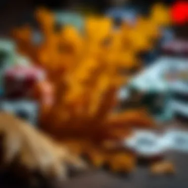 Close-up of oak leaves and gaming paraphernalia