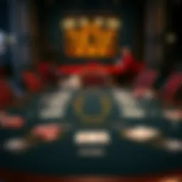 A detailed layout of a poker table showcasing different stake levels