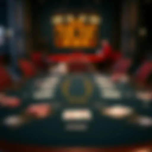 A detailed layout of a poker table showcasing different stake levels