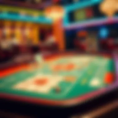 A vibrant Sic Bo table with various betting options highlighted, showcasing the game's layout.