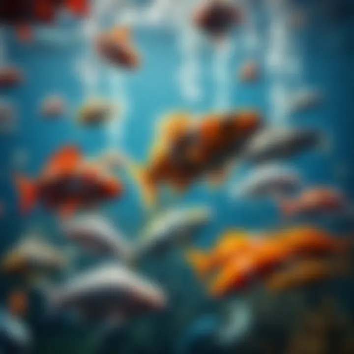Underwater Diversity in Fishing Games A stunning underwater scene showcasing diverse fish species for fishing games