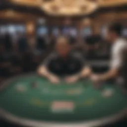 A dealer skillfully managing a poker table at WSOP